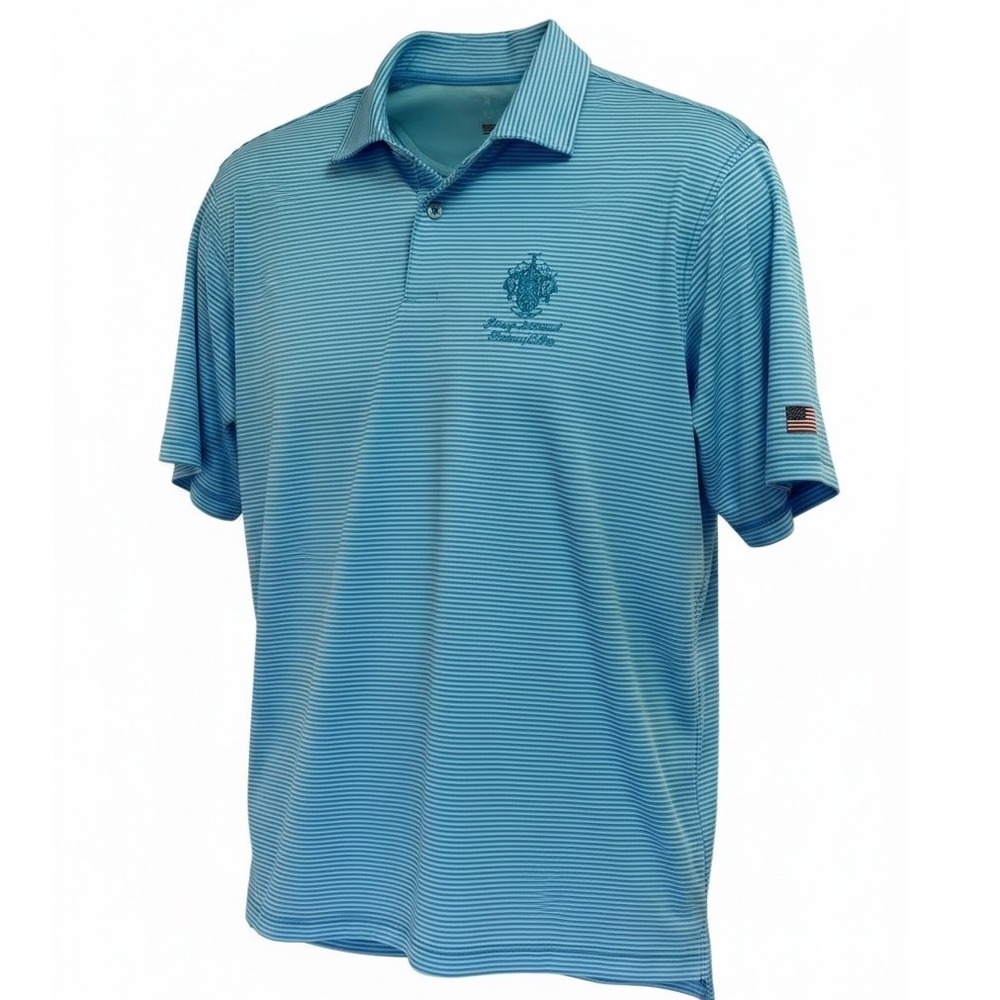 Fairway & Greene Mens XL Blue Striped Polo Trump National Hudson Valley (T7)